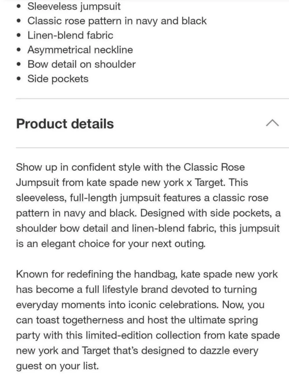 Kate Spade x Target One-Shoulder Navy and Black Floral Jumpsuit
